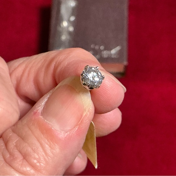 Swarovski Zirconia Stud Earrings Set in Platinum-Overlay Sterling Silver - Picture 1 of 9